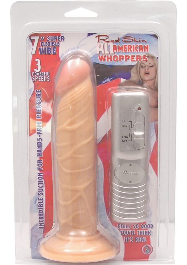 Real Skin All American Whoppers Vibrating Dong 7 Inch Flesh
