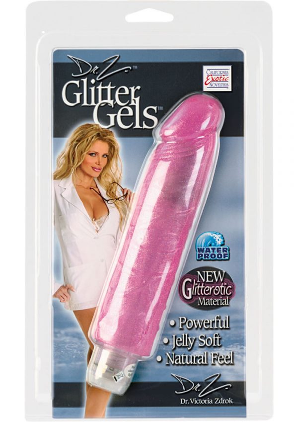 DR Z GLITTER GELS VIBRATING DONG 7 INCH PINK