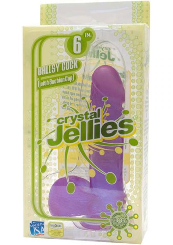 Crystal Jellies Ballsy Cock Sil A Gel 6 Inch Purple