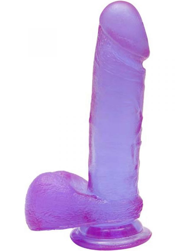 Crystal Jellies Ballsy Cock Sil A Gel 8 Inch Purple