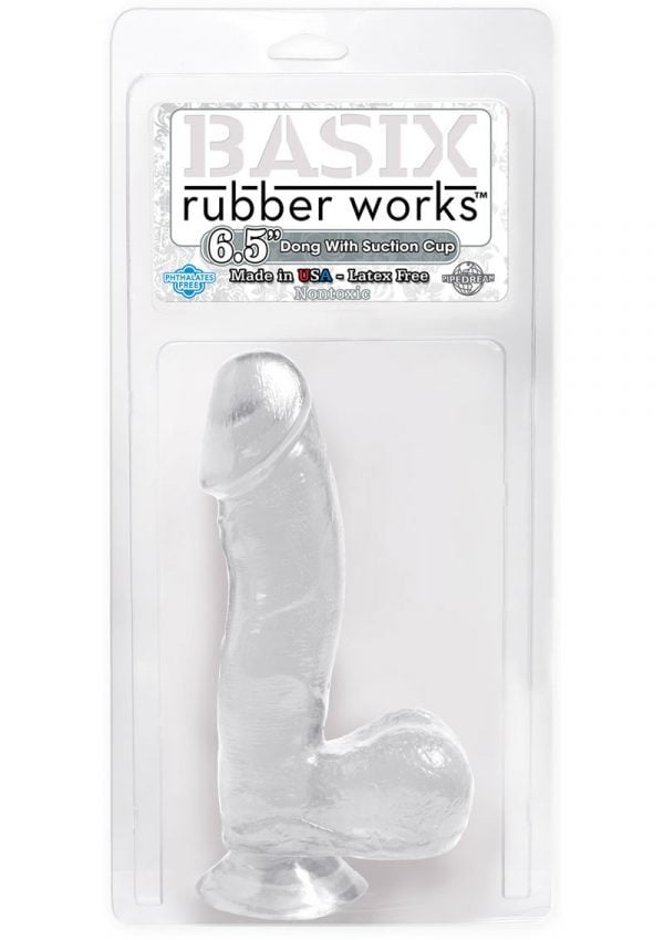 Basix Rubber Works 6.5 Inch Dong With Suction Cup Waterproof Clear