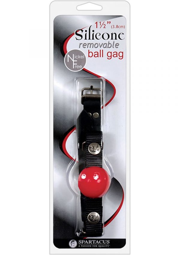 Removable Silicone Ball Gag 1.5 Inch Red
