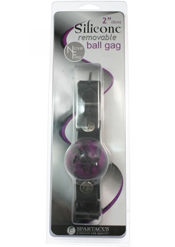 Removable Silicone Ball Gag 2 Inch Purple