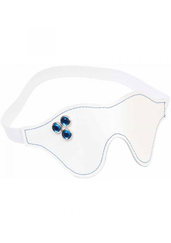 Divinity White Leather Blindfold With Faux Fur