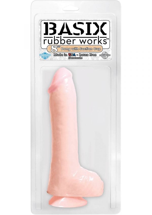 Basix Rubber Works 8 Inch Dong With Suction Cup Flesh