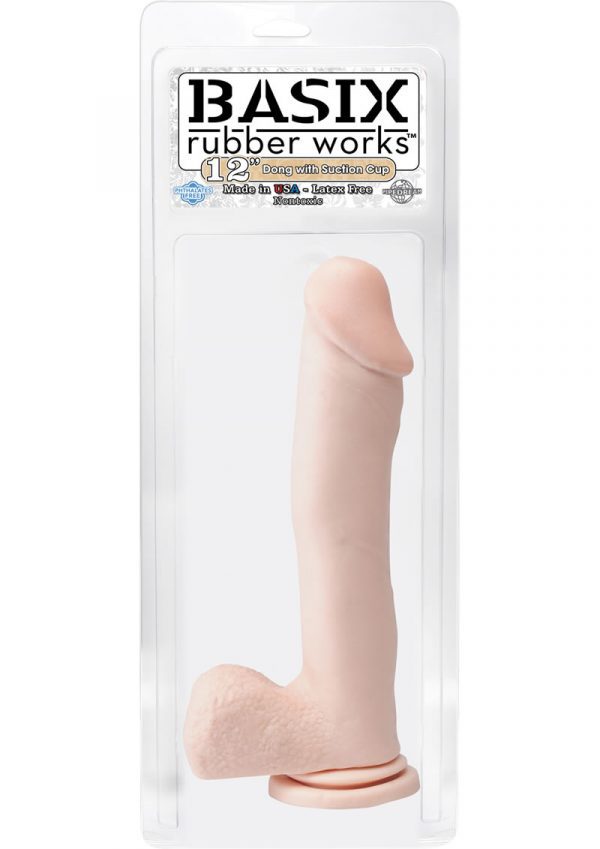 Basix Rubber Works 12 Inch Dong With Suction Cup Flesh