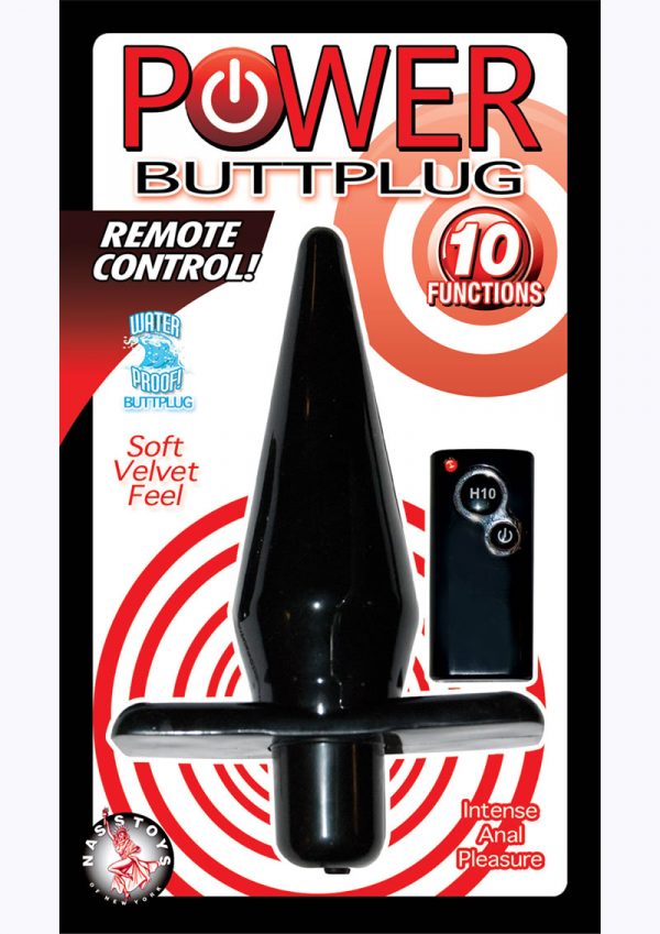 Power Butt Plug With Remote Control Waterproof 5 Inch Black