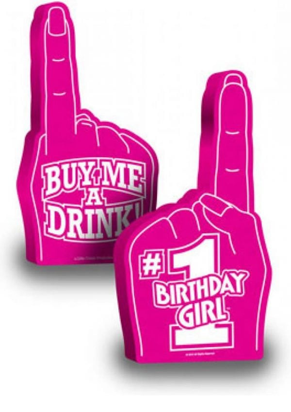 Number 1 Birthday Girl Party Foam Finger 18 Inch Pink