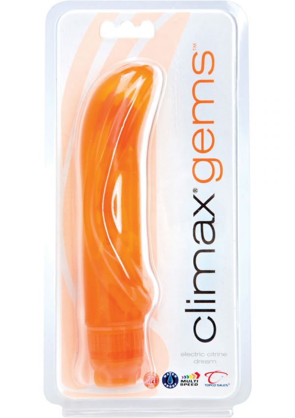 Climax Gems Electric Citrine Dream Vibrator Waterproof Orange 5.3 Inch