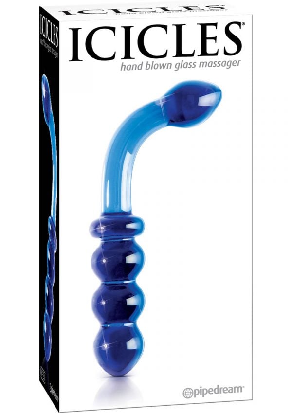 Icicles No 31 Double Side Glass Anal Probe 9.5 Inch Blue
