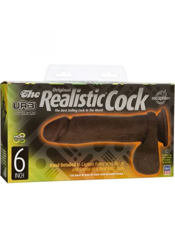The Original Realistic Cock UR3 Dildo 6 Inch Black