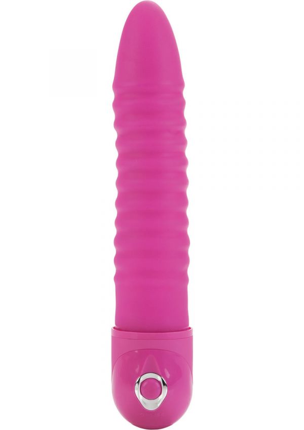 Power Stud Ribbed Vibrator Waterproof Pink 6.75 Inch
