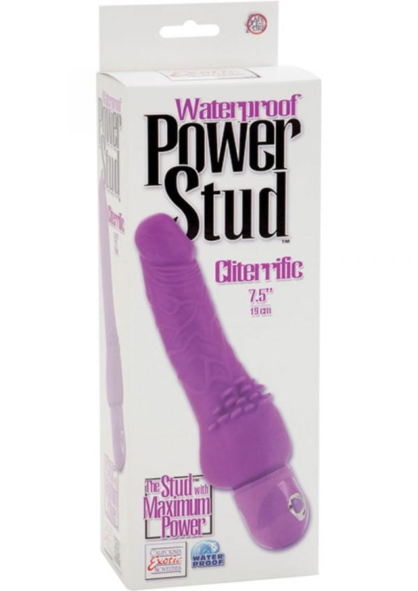 Power Stud Cliterrific Vibrator Waterproof Purple 6.75 Inch