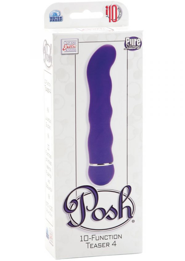 Posh 10 Function Teaser Silicone Massager Waterproof Purple 5.5 Inches