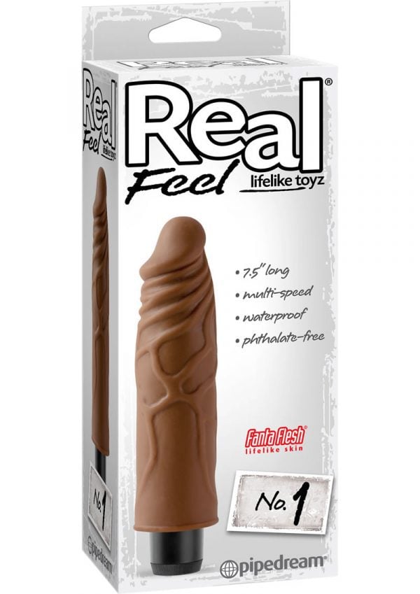 Real Feel Lifelike Toyz Number 1 Realistic Vibrator Waterproof Brown 7.5 Inch