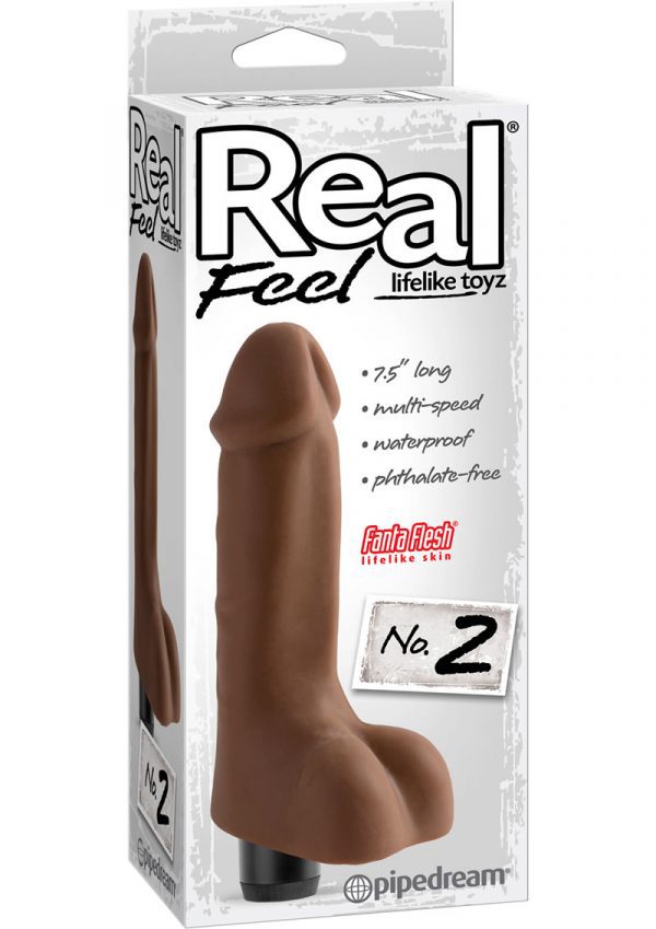 Real Feel Lifelike Toyz Number 2 Realistic Vibrator Waterproof Brown 8 Inch