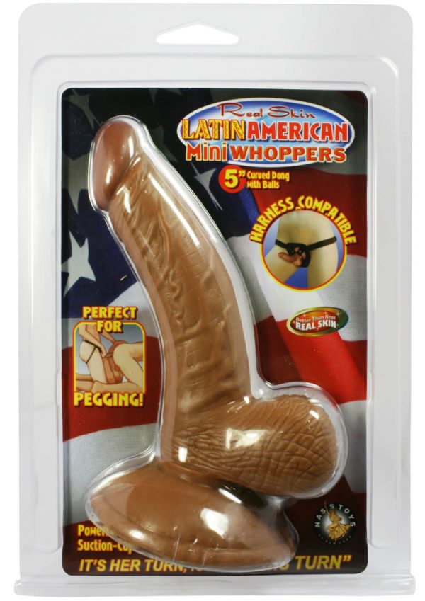 Real Skin Latin American Mini Whoppers Dong With Balls Brown 5 Inch