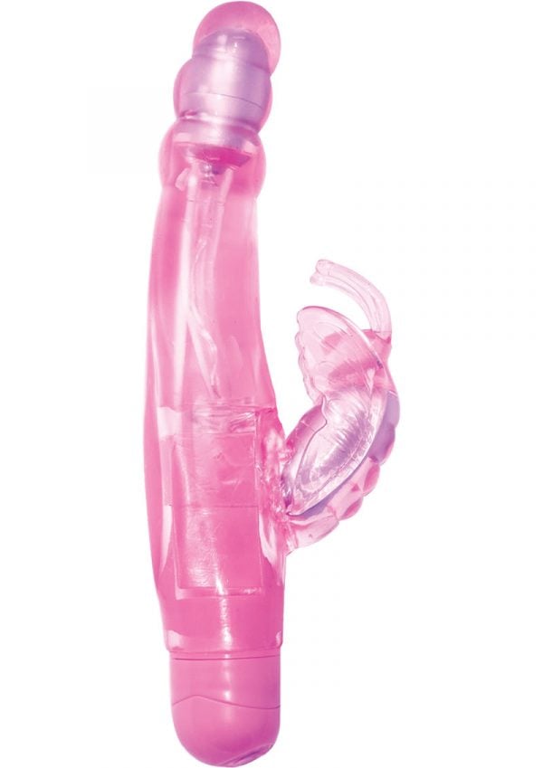 Light Up Orgasmic Gels Sensuous Butterfly Vibrator Waterproof Pink 7 Inch