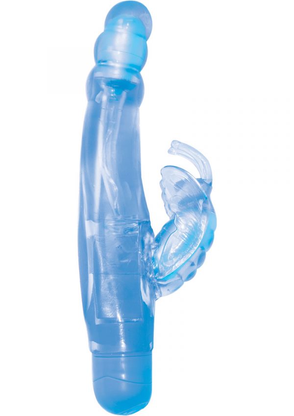 Light Up Orgasmic Gels Sensuous Butterfly Vibrator Waterproof Blue 7 Inch