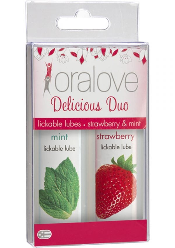 Oralove Delicious Duo Lickable Strawberry And Mint Lubes 1 Ounce 2 Each Per Set