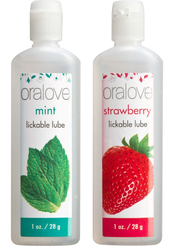Oralove Delicious Duo Lickable Strawberry And Mint Lubes 1 Ounce 2 Each Per Set