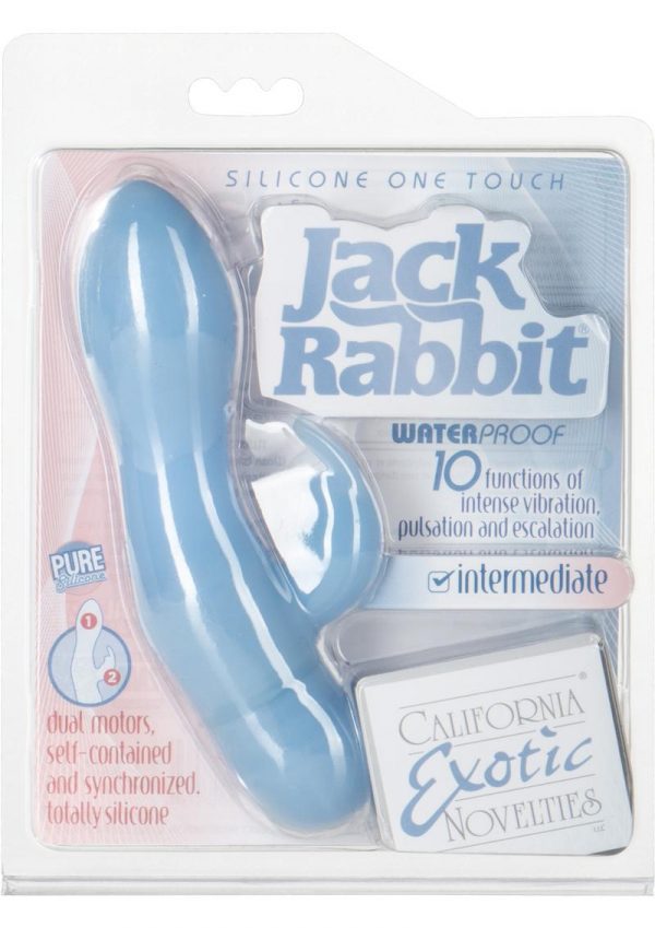 Silicone Jack Rabbit One Touch Vibrator Waterproof Blue 4.25 Inch
