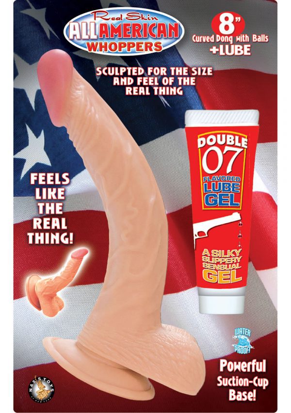 All American Whopper Curve Dong With Balls Flesh 8 Inch