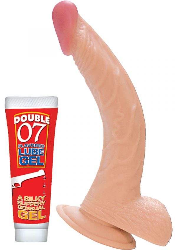 All American Whopper Curve Dong With Balls Flesh 8 Inch