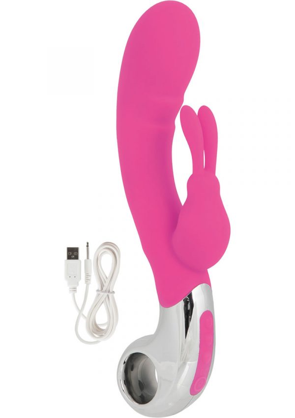 Embrace Rechargeable Silicone Bunny Wand Waterproof Pink 5 Inch
