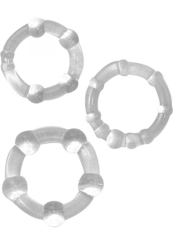 Ram Beaded Cockrings Clear 3 Assorted Sizes Per Set