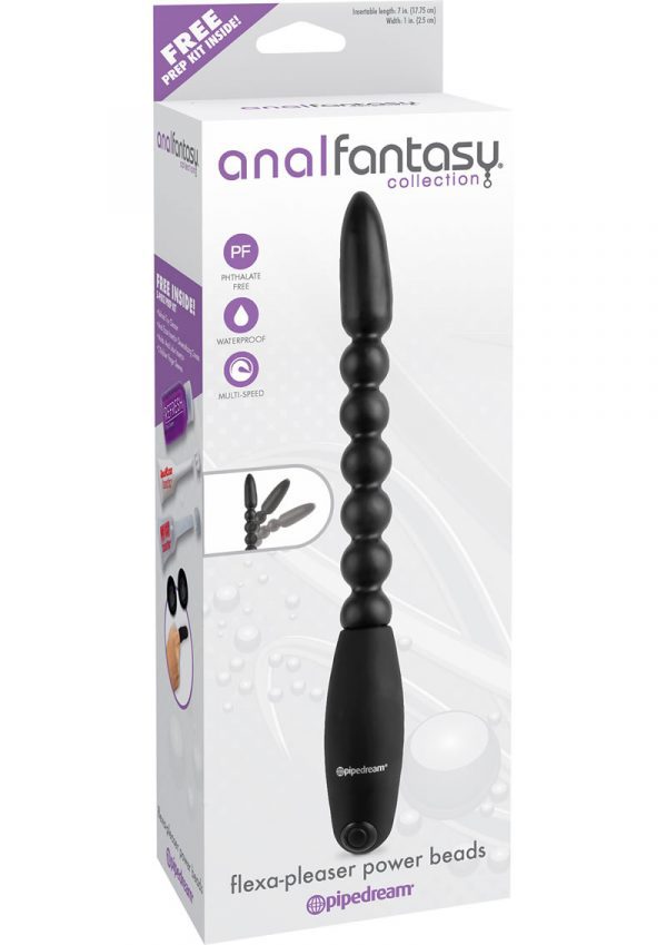 Anal Fantasy Collection Flexa Pleaser Power Beads Waterproof Black 7 Inch