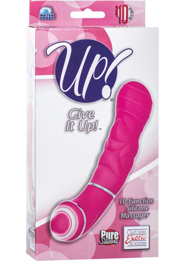 Up Give It Up 10 Function Silicone Massager Vibe Waterproof Pink 4.5 Inch