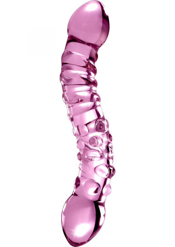 Icicles No 55 Double Sided Glass Massager Pink 7.75 Inch