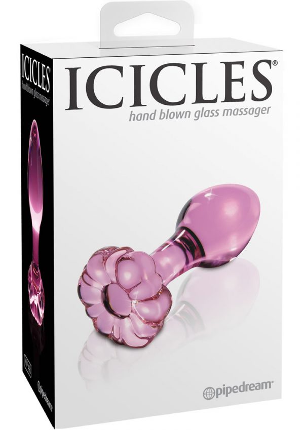Icicles No 48 Glass Anal Plug Pink 3 Inch