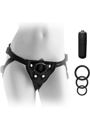 Fetish Fantasy Vibrating Plush Harness Adjustable Black