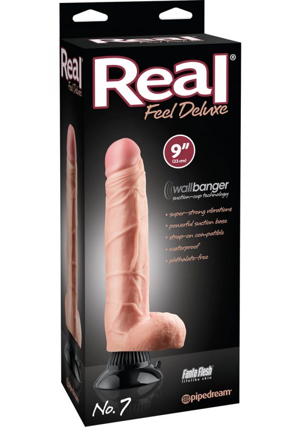 Real Feel Deluxe No 7 Wallbanger Vibrating Dildo Waterproof Flesh 9 Inch