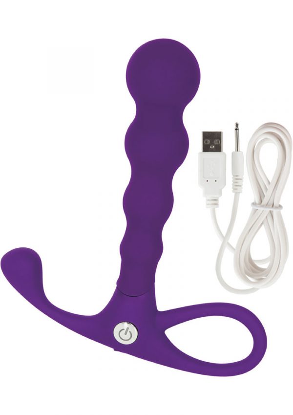 Embrace Beaded Silicone Anal Probe Waterproof Purple 3.75 Inch