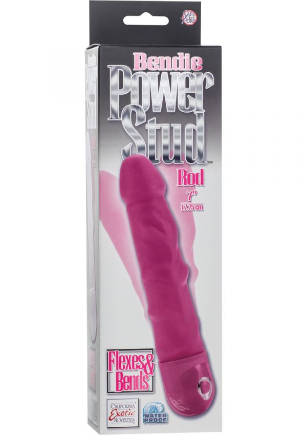 Bendie Power Stud Rod Realistic Vibrator Pink Waterproof 7 Inch