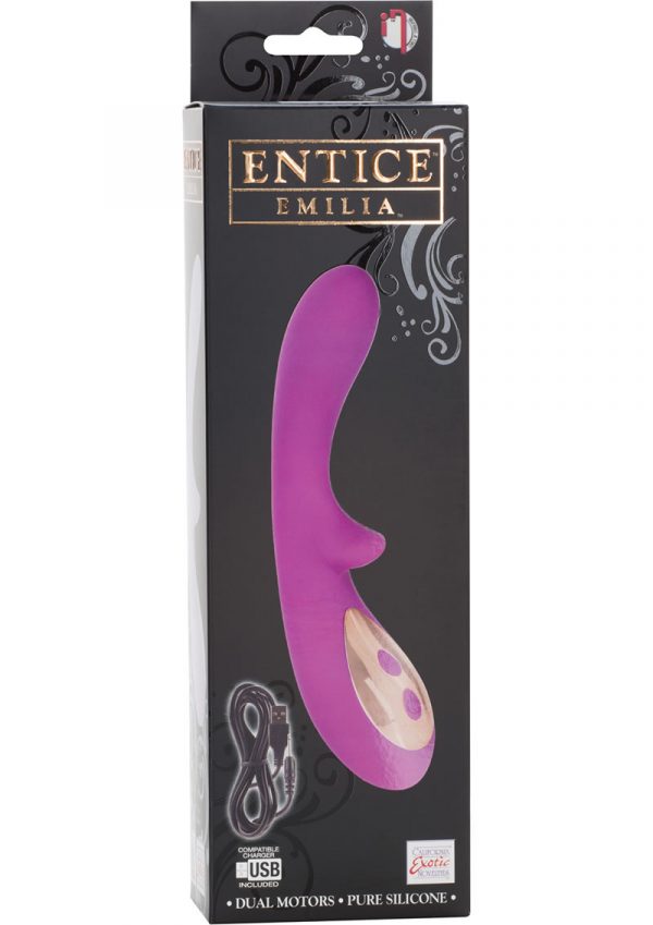 Entice Emilia Dual Motor Rechargeable Silicone Vibe Waterproof Raspberry 3.5 Inch Shaft