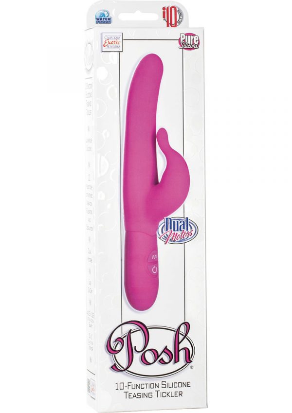 Posh 10 Function Silicone Teasing Tickler Dual Motor Vibe Waterproof Pink 4.25 inch