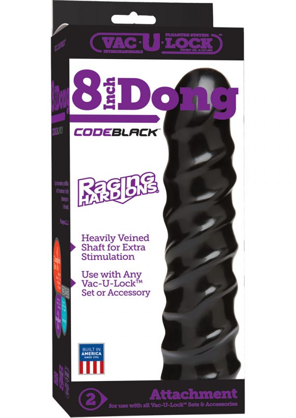 Vac U Lock Codeblack Raging Hard Ons Cock Attachment Black 8 Inch