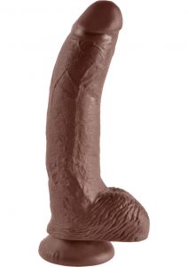 King Cock Realistic Dildo With Balls Brown 9 Inch