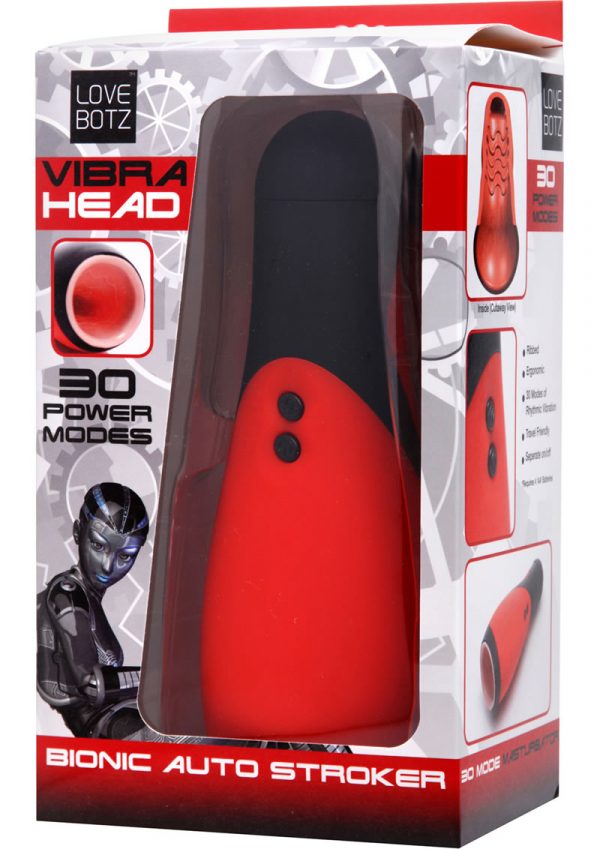 Vibra Head Bionic Auto Stroker Masturbator Red 8.5 Inch