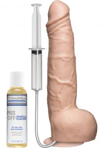 TitanMen Vac U Lock Piss Off Dildo With Tropical Flavored 2 Ounce Bottle Vanilla 10.5 Inch