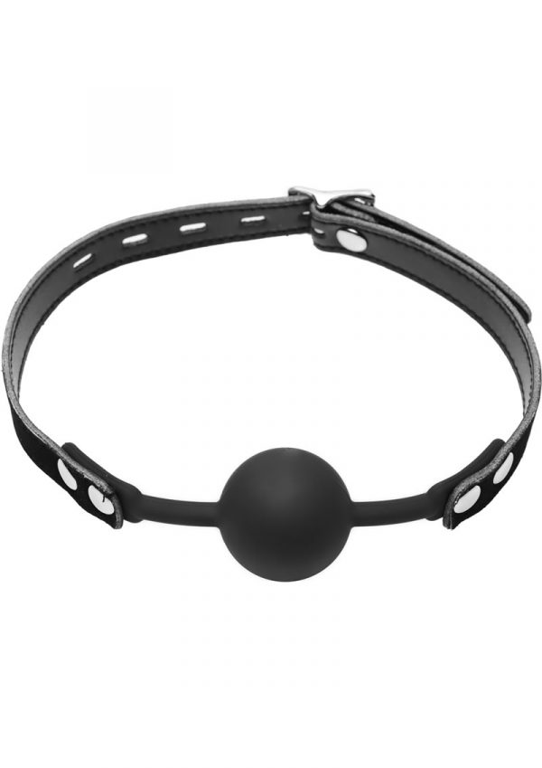 Master Series Hush Locking Silicone Comfort Ball Gag Black 1.65 Inch Diameter