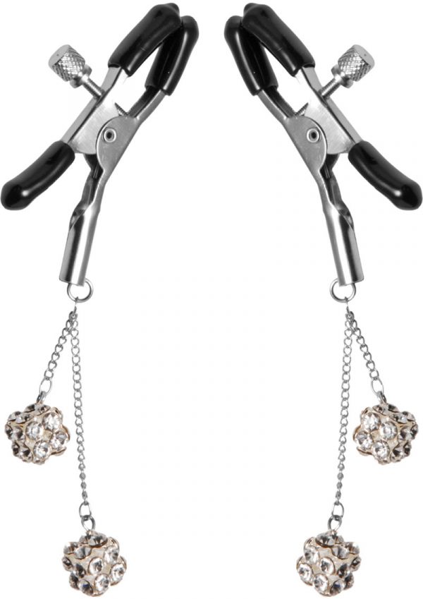 Master Series Ornament Adjustable Jewel Nipple Clamps Clear