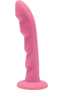 Strap U Ripples Silicone Dildo Pink 6.75 Inch