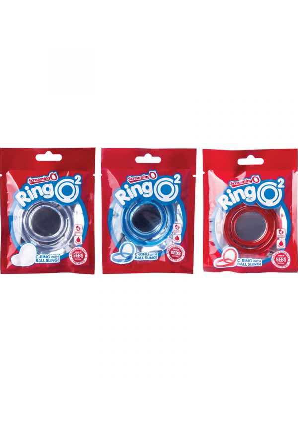 RingO 2 Cockring With Ball Sling Assorted Colors 18 Each Per Box