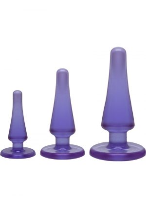 Crystal Jellies Anal Initiation Anal Plug Kit Purple 3 Sizes Per Set