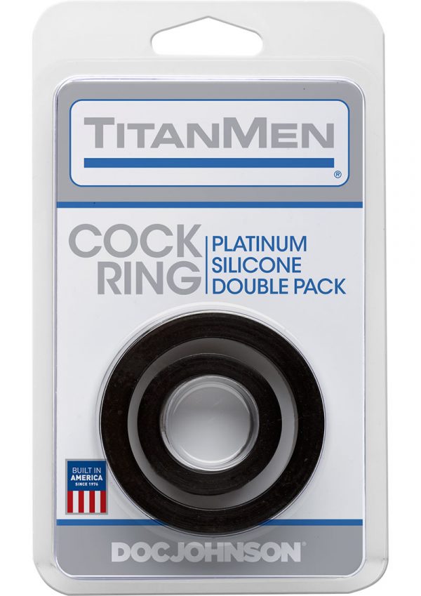 TitanMen Platinum Silicone Cock Ring Double Pack Black